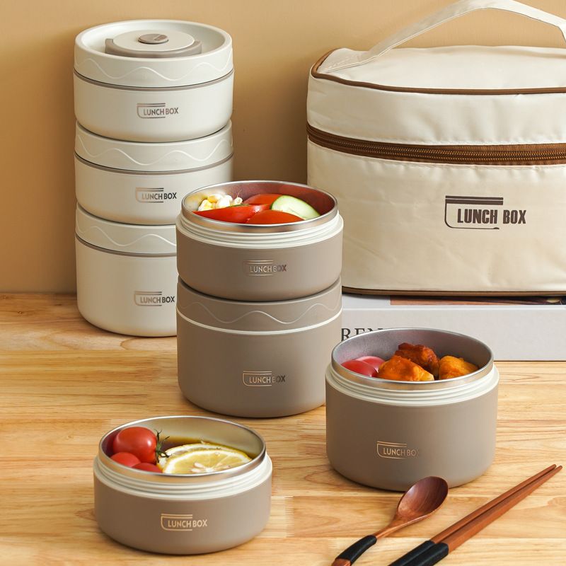 304 stainless steel insulated lunch box sealed and leak-proof portable office worker student single multi-layer mini bowl with lid heating pot lunch box