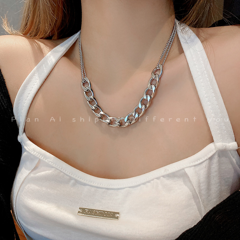 12207 Hip Hop Minimalist Cuban Chain Stainless Steel Necklace Fashion Jewelry For Women Men
