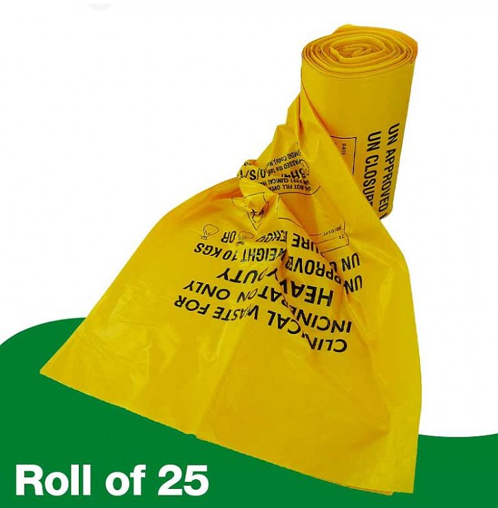 25 ROLLS Thick and Durable Garbage Bags for Safe Waste Disposal, Biohazard Garbage Bags