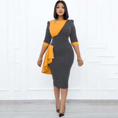 The latest African explosive dress has a loose fitting plus size dress with a central sleeve TospinoMall online shopping platform in GhanaTospinoMall Ghana online shopping