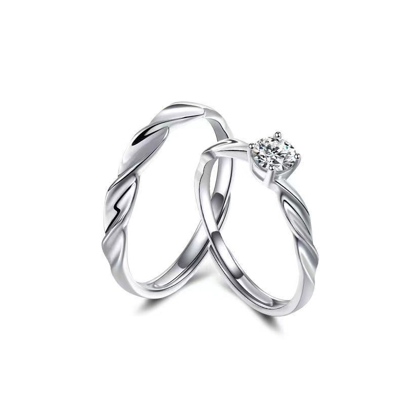 A9 Men and Women Mobius Diamond-Studded Stars Wedding Couple Rings Jewelry Gifts