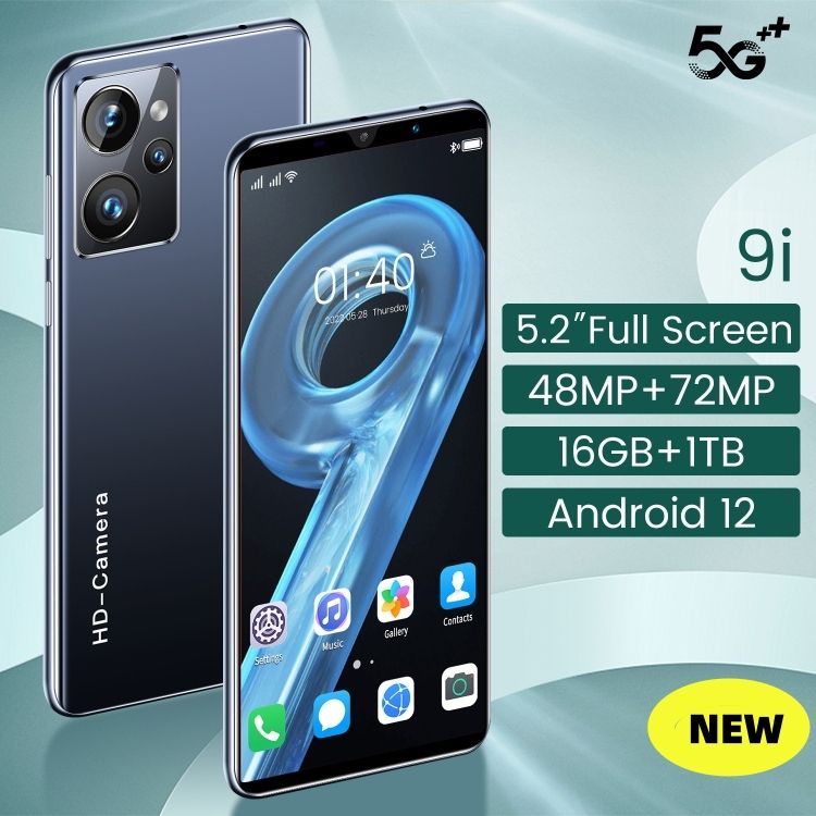 Smart phone New 9i 5G 16+1TB Android smartphone GPS navigation HD camera 5.2inch high definition full screen front 48MP back 72MP 10 core android 12 5000mAh CRRSHOP high-quality mobile phone