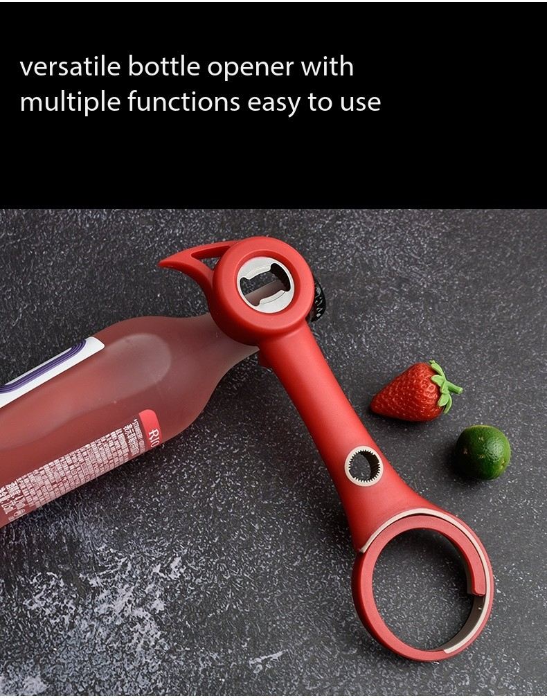 Plastic 4-in-1 Bottle Opener - Creative Multifunctional Lid Twist, Beer, and Can Opener for Home Use