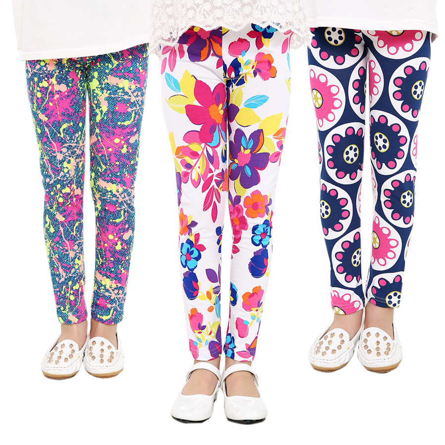 Girls Leggings Printing Flower Legging Infantil Para Menina Toddler Classic Leggings 2-14y Baby Girl Pencil Pants Kids Trousers

