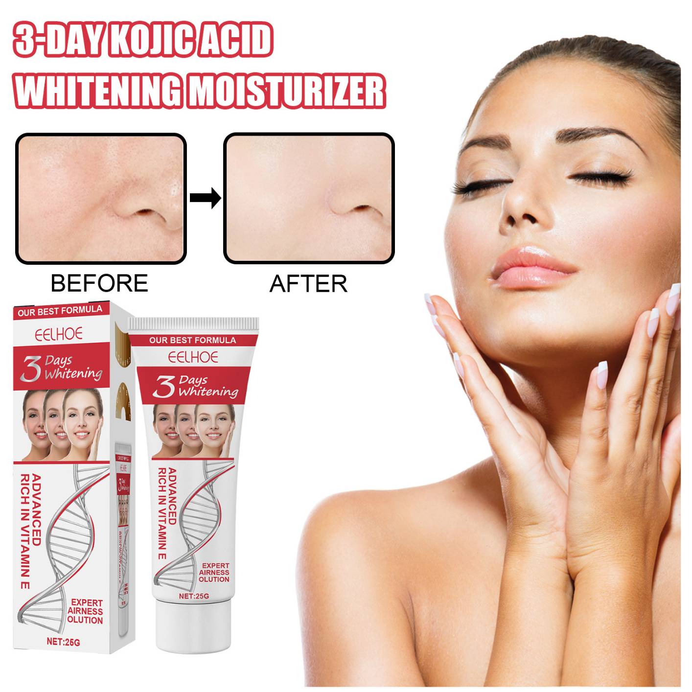 3 Days Kojic Acid Whitening Moisturizing Face Freckle Dark Cream Spots Care Brightening Remove Skin Creams