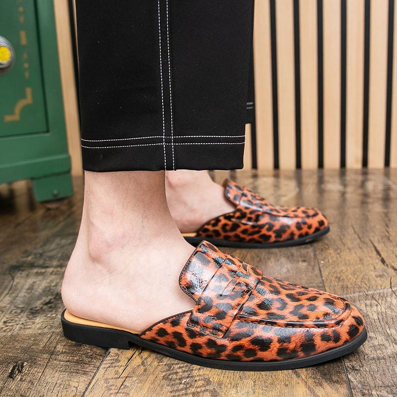 Youth Men Leisure Cool Mules Man Summer Slippers Fashion Casual Leather Loafers Flats Shoes Pu Breathable Slip On Footwears For