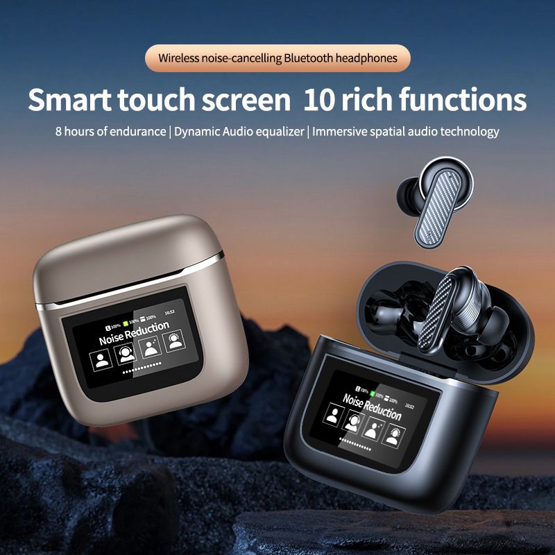 YW05 hot Bluetooth headset digital display screen can touch long life smart screen multiple language noise reduction