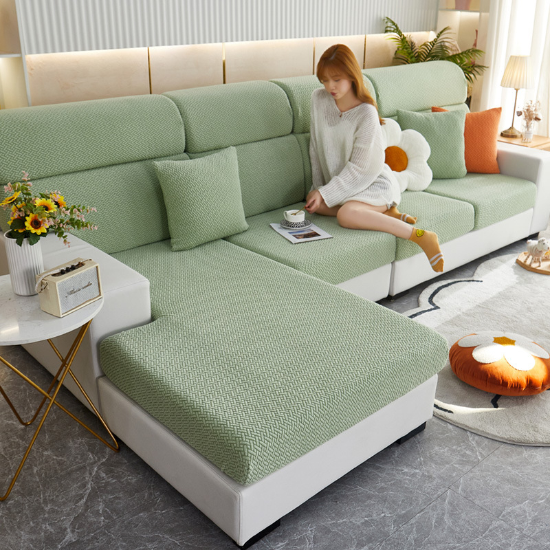 Mint Green Stretch Sofa Seat Cushion Cover Thick Jacquard Couch Cushion Covers Sectional Seat Slipcovers Armchair Anti Cat Paw Textured