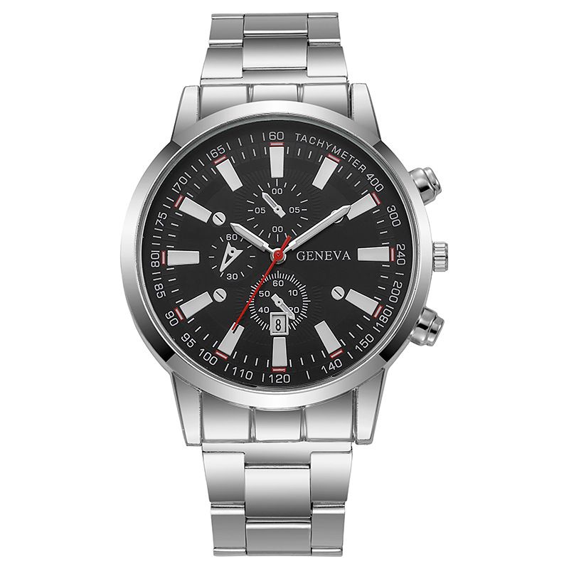 Calendar steel band watch men's large dial quartz watch men's watch foreign trade men's watch