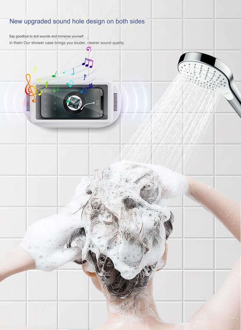 Waterproof touch screen wall-mounted bathroom 360-degree  phone holder rotating folding telescopic punch-free mobile phone box