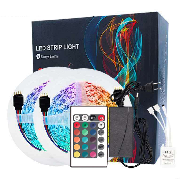 LED light strip 5050 DC12V 24-button RGB control color conversion Suitable for parties, parties, home layout, venue layout 33ft 1 setChristmas lights, 