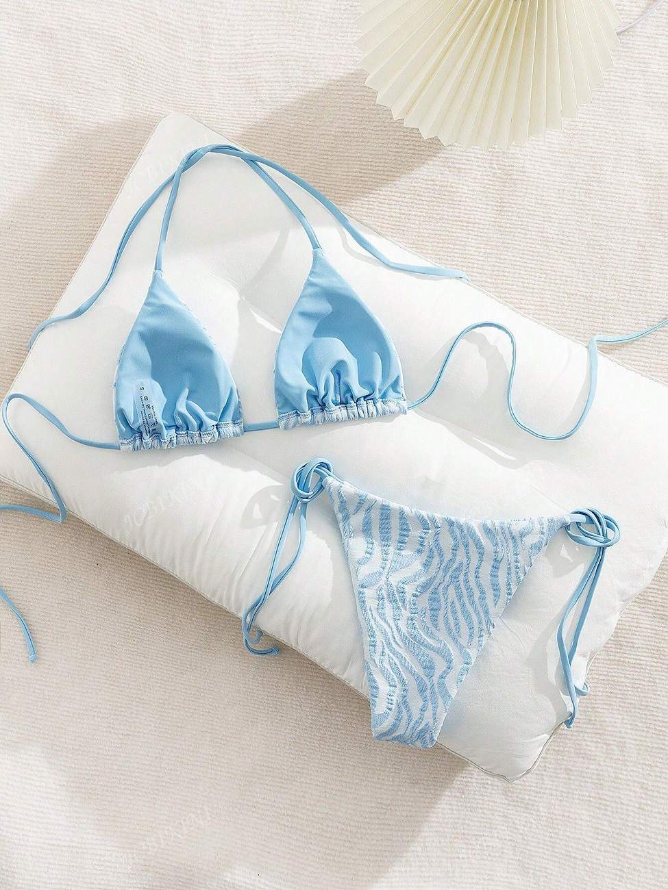 Water Ripple Print Bikini, Halter Triangle Top with Tie Bottom, Soft Stretchy Two-Piece Bathing Suit for Women, Pool & Beach Wear, S to XL
