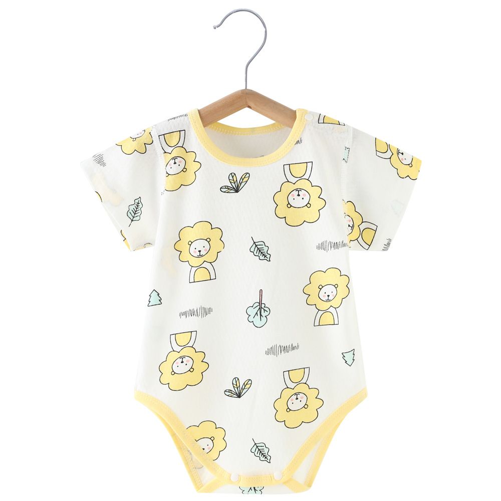 Baby Short Sleeve Romper, Cute Yellow Duck Print Bodysuit, Breathable Cotton Onesies for Newborn Infant Toddler, Sizes 59-90cm, Single Pack, Soft Casual Jumpsuit for Boys Girls
5