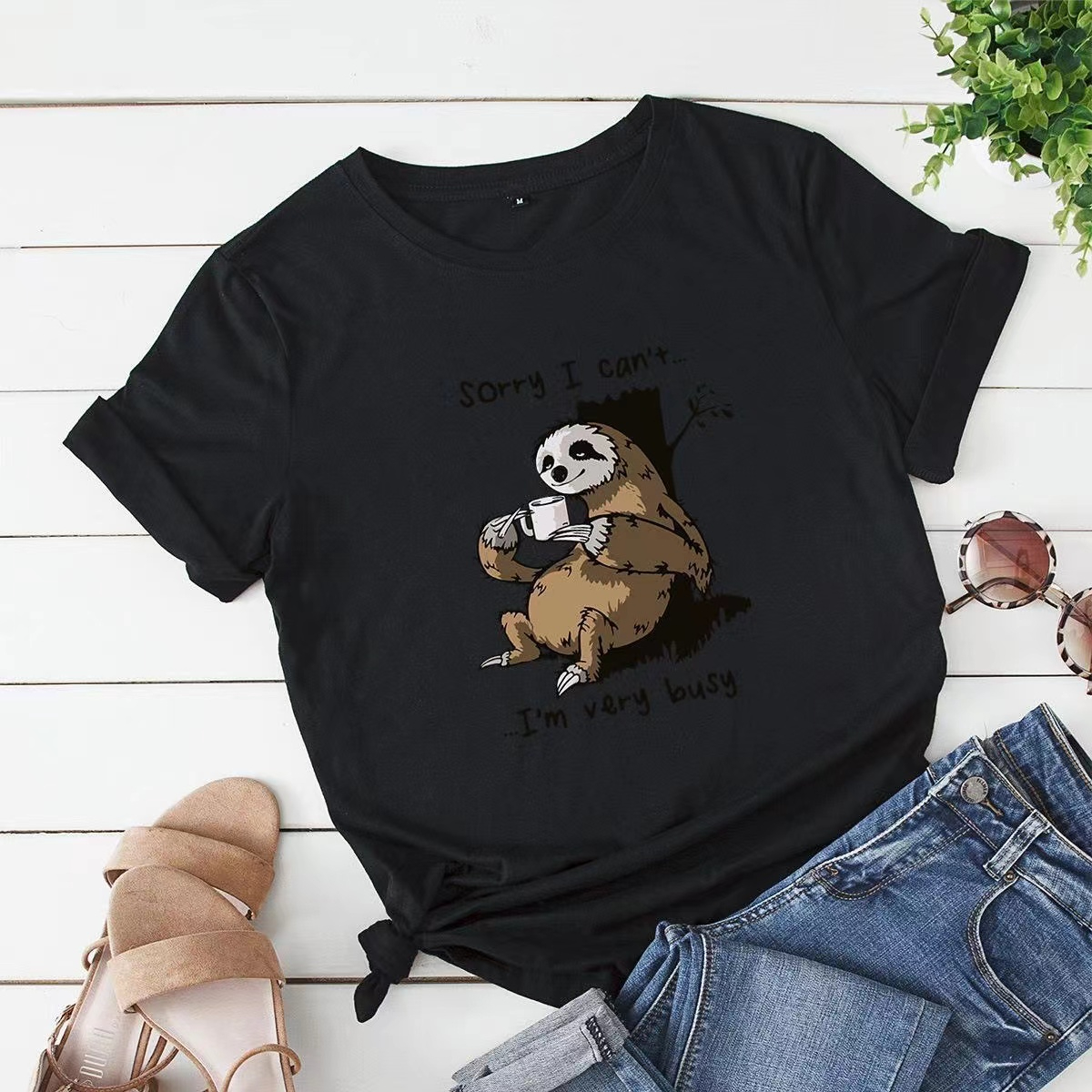 DX033# Women Slogan Print Tee T-Shirt