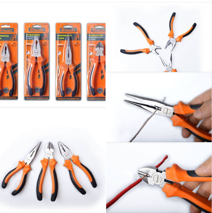 3pcs High-Quality Stainless Steel Long Nose Plier Nose Carbon Hardened Pliers 8" 200mm