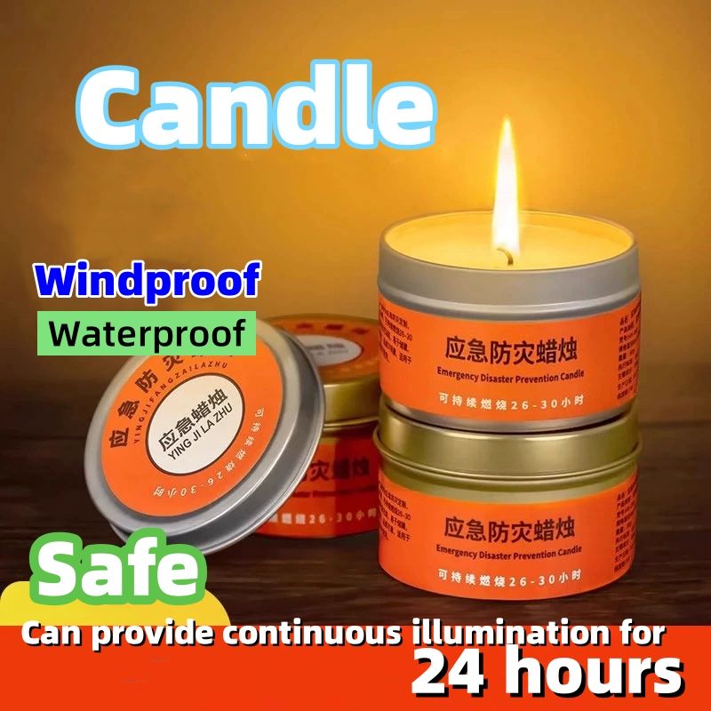 Candles Disaster prevention and emergency response, power outage lighting candle lights, household, outdoor waterproof and windproof, smokeless iron can candles, disaster relief use candle