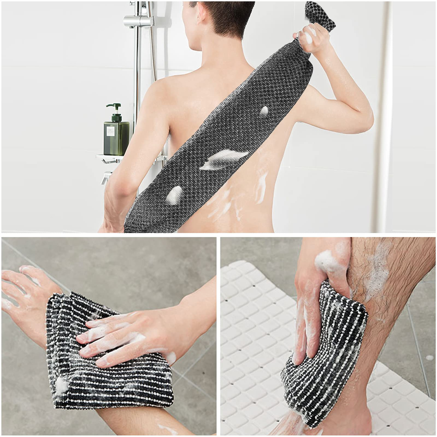 Exfoliating Back Scrubber, Korean Body Back Scrubber Towel for Shower, Japanese Bath Wash Scrub Cloth Washcloth Washer for Men Women Exfoliating, Body Scrubbing Brush Loofah Exfoliator
