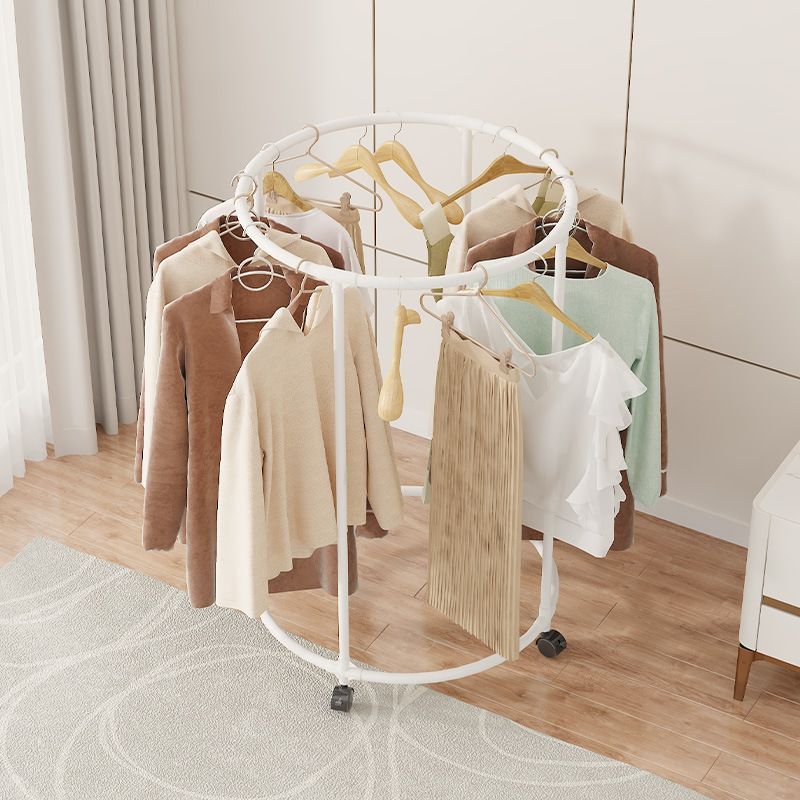 Home clothes rack thickened round clothes rack floor-standing clothes rack with pulley balcony clothes rack portable clothes drying storage rack