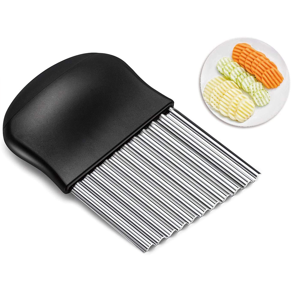 Potato Crinkle Cutter, Stainless Steel Crinkle Cutting Tool, Potato Fry Cutter, Kitchen Vegetable Wavy Blade Cutter, Vegetable Strips Salad Fruit Chopping Knife