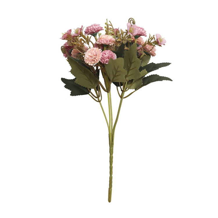 11 Heads/1 Bundle 5-Fork Silk Carnations Bride Bouquet for Christmas Home Decoration Artificial Fake Flower Decoration