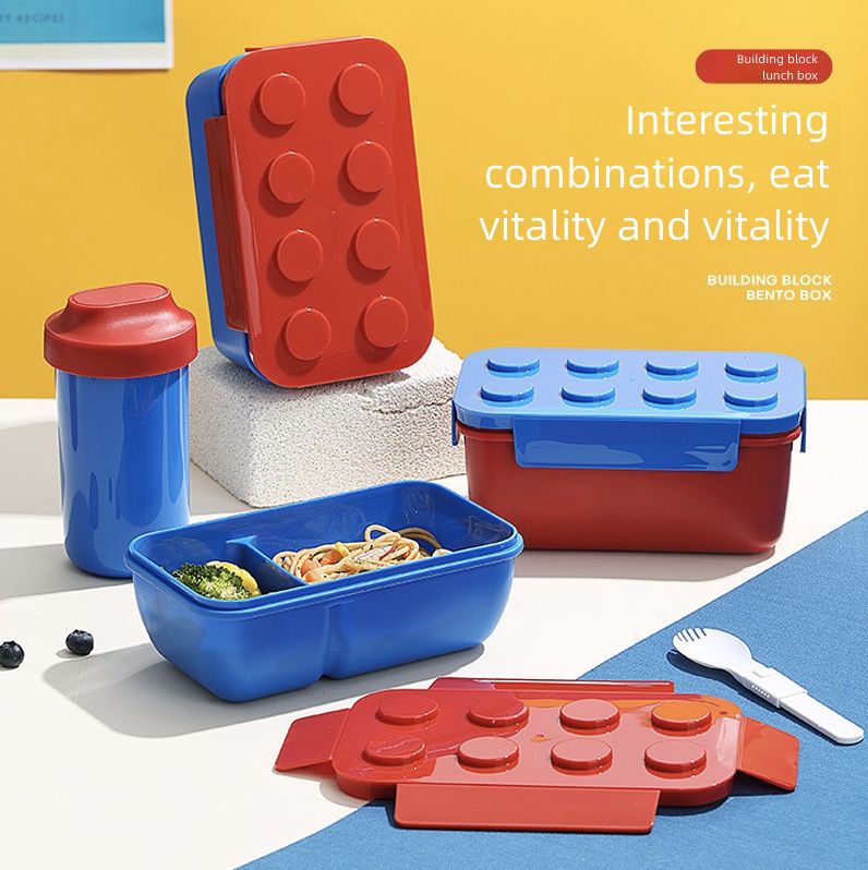 Building Block Lunch Box Picnic Box Children's Salad Box Lunch Box Fruit Box Microwave Heating Kitchen Dining Storage Travel To-Go Food Containers