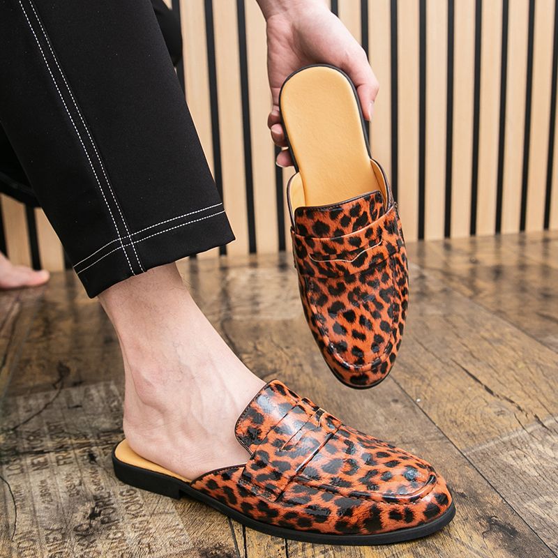 Youth Men Leisure Cool Mules Man Summer Slippers Fashion Casual Leather Loafers Flats Shoes Pu Breathable Slip On Footwears For