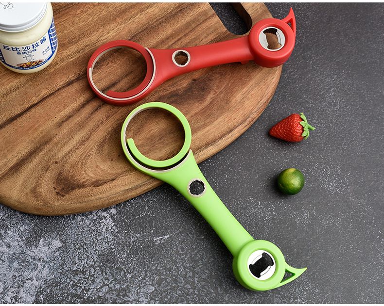 Plastic 4-in-1 Bottle Opener - Creative Multifunctional Lid Twist, Beer, and Can Opener for Home Use
