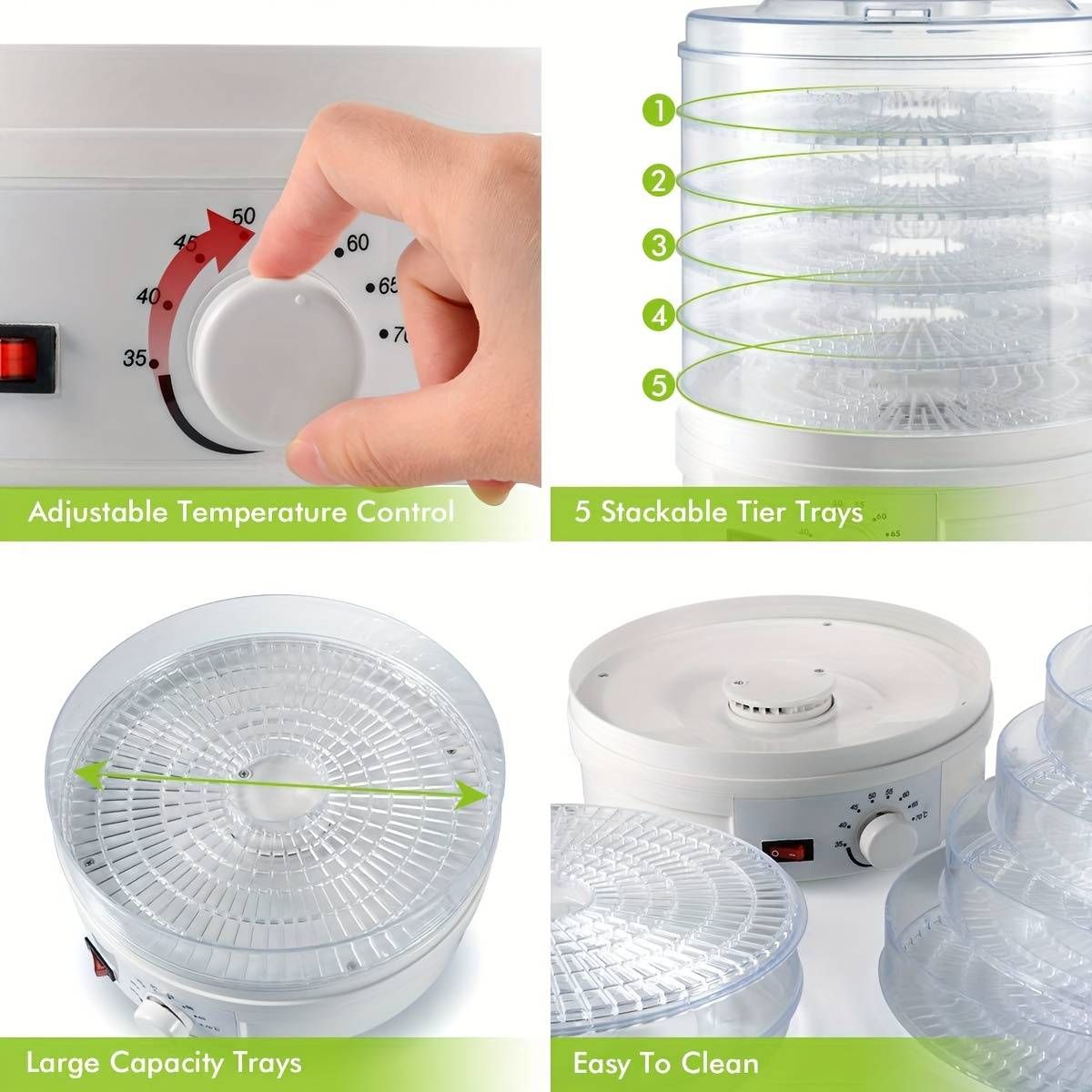 Vegetable And Fruit Dryer,Five Layer Drying Food Dehydrator,Kitchen Accessories Household Fruit Dryer,White