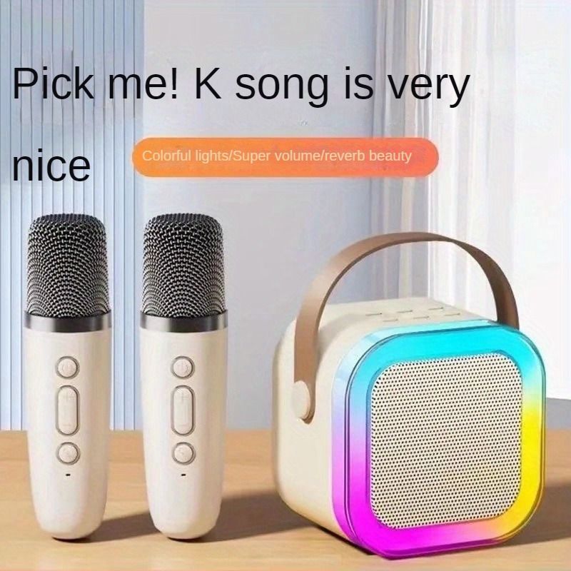 Versatile" K12 Wireless Wireless Karaoke System With Built-In Mic - Usb-C Charging, Stereo Sound, Button Control - Perfect For Smartphones & Tablets
