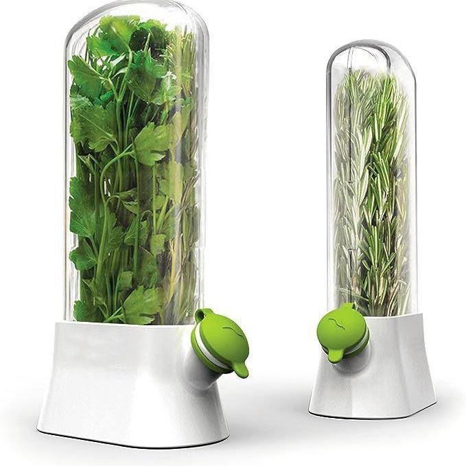 Fresh Herb Keeper Container, Large Capacity BPA-Free Herb Saver for Cilantro, Parsley, Rosemary, Reusable Vegetable Storage Vase, Keeps Greens Fresh Longer for Fridge Organization
