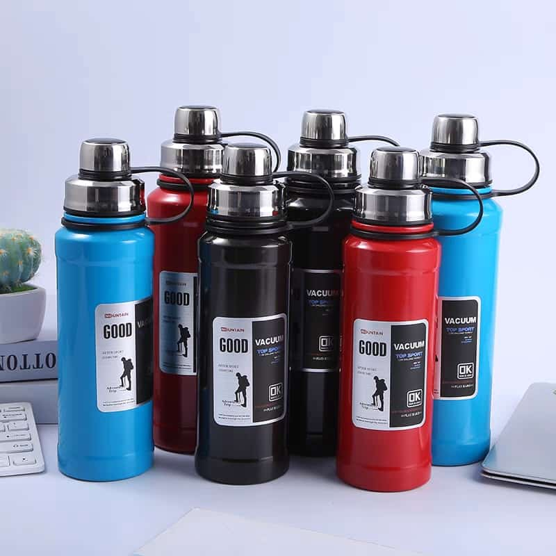 Custom 800ml Thermos Motion Portable Sports Vacuum Cup Solid Color Stainless Steel Water Bottle Sports Pot Cup
