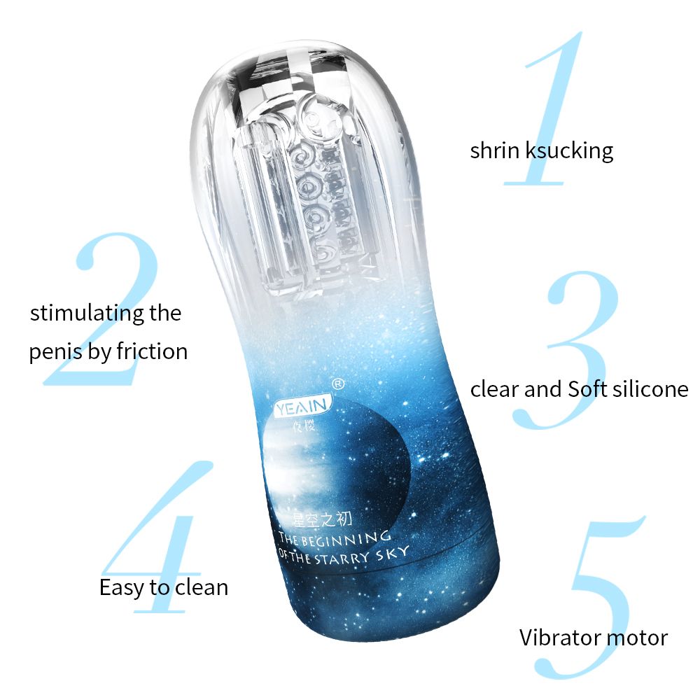 YY715 Manual/Automatic Sucking Extrusion Male Masturbators, Portable Transparent Pocket Pussy Stroker with Vagina Textured Blowjob Sex Toys Penis TPE Masturbation Sleeve for Men