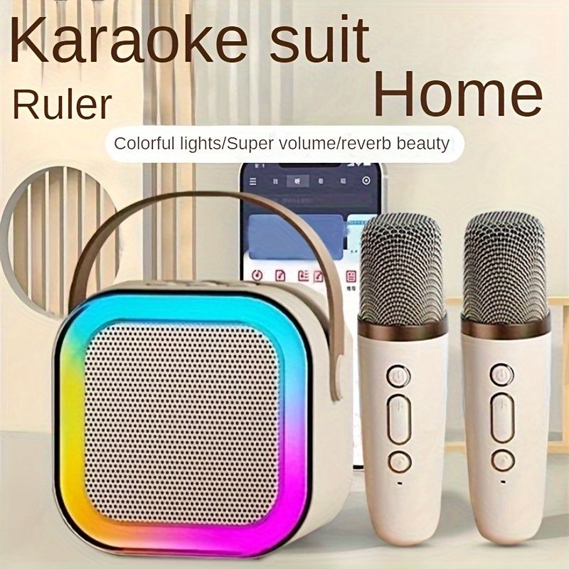 Versatile" K12 Wireless Wireless Karaoke System With Built-In Mic - Usb-C Charging, Stereo Sound, Button Control - Perfect For Smartphones & Tablets