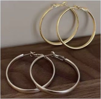 2PAIR Circle Earring For Women  18K PVD Gold Plated Non-Tarnish Allergic Free Waterproof Jewelry Ear Hook Earring
