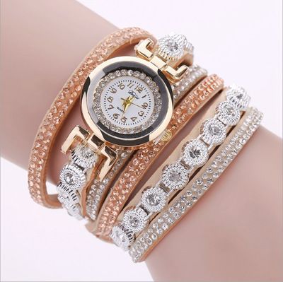 New winding strap small circular watch, simple and fashionable casual women's watchBeige