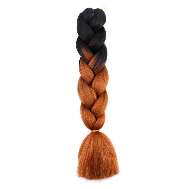 24inch Synthetic Jumbo Gradient Color Braids Women Hair Extension Black+Dark Brown 100g/Pcs 1Pcs/Bag