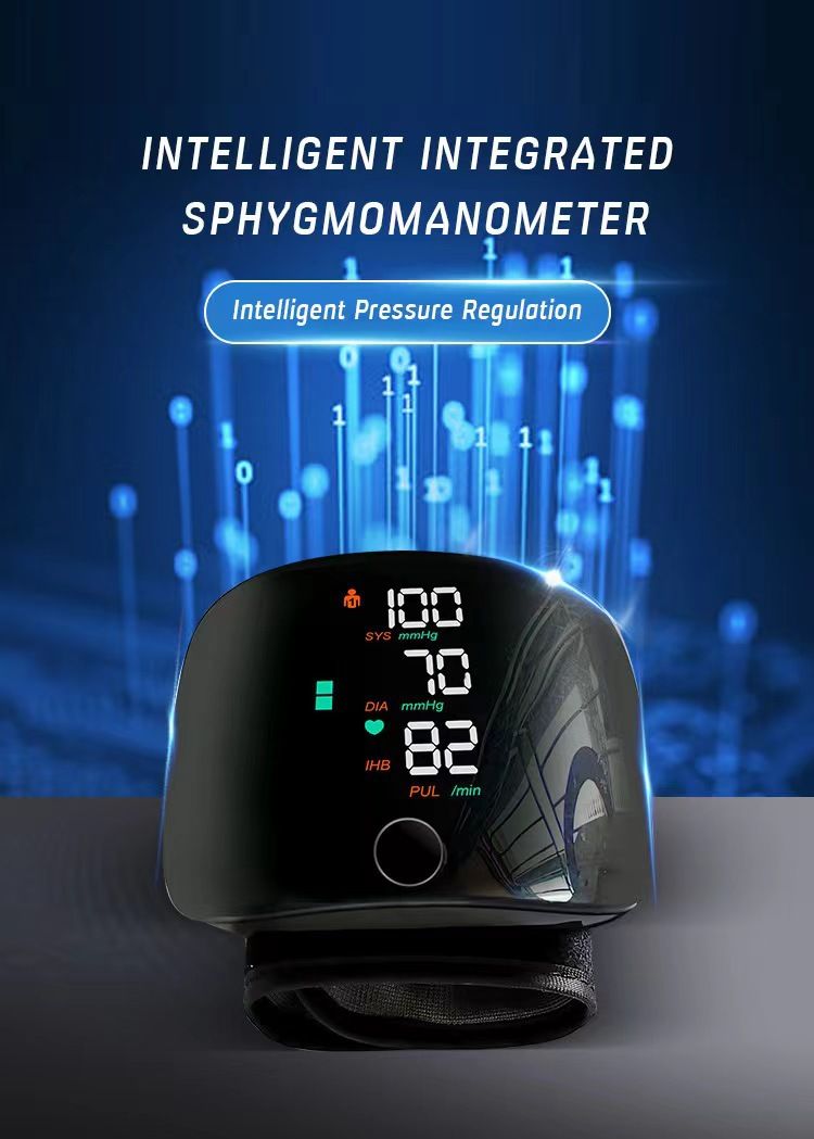 Wrist Type Electronic Blood Pressure Monitor, Fully Automatic Intelligent BP Measuring Device, Rechargeable Touch Control Blood Pressure Tester
