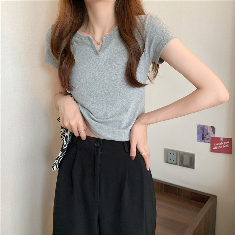 165 Women's Design Sense Slim Casual T-shirt Short Sleeves