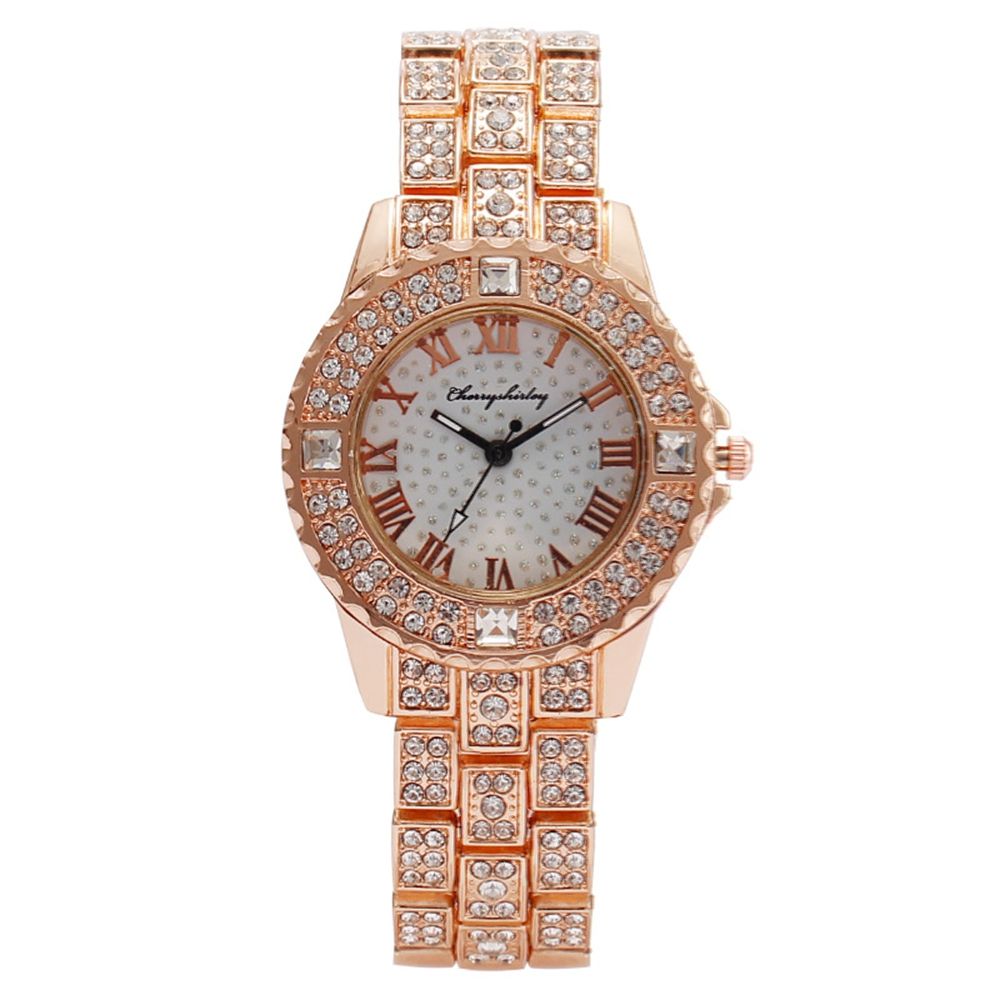 Fashion diamond studded water diamond women's watch quartz watch Roman pattern scale women's watch