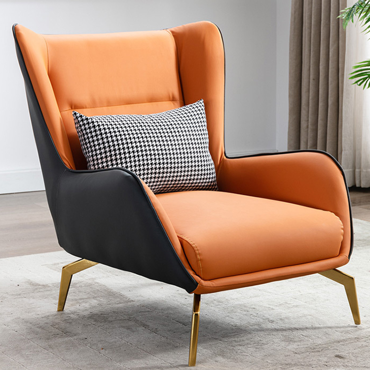 FF-2-020 Mid Century Modern Fabric Club Chair, Faux Leather Chair Upholstered Accent Armchair with Tapered Legs for Home Office/Dining Room/Bedroom