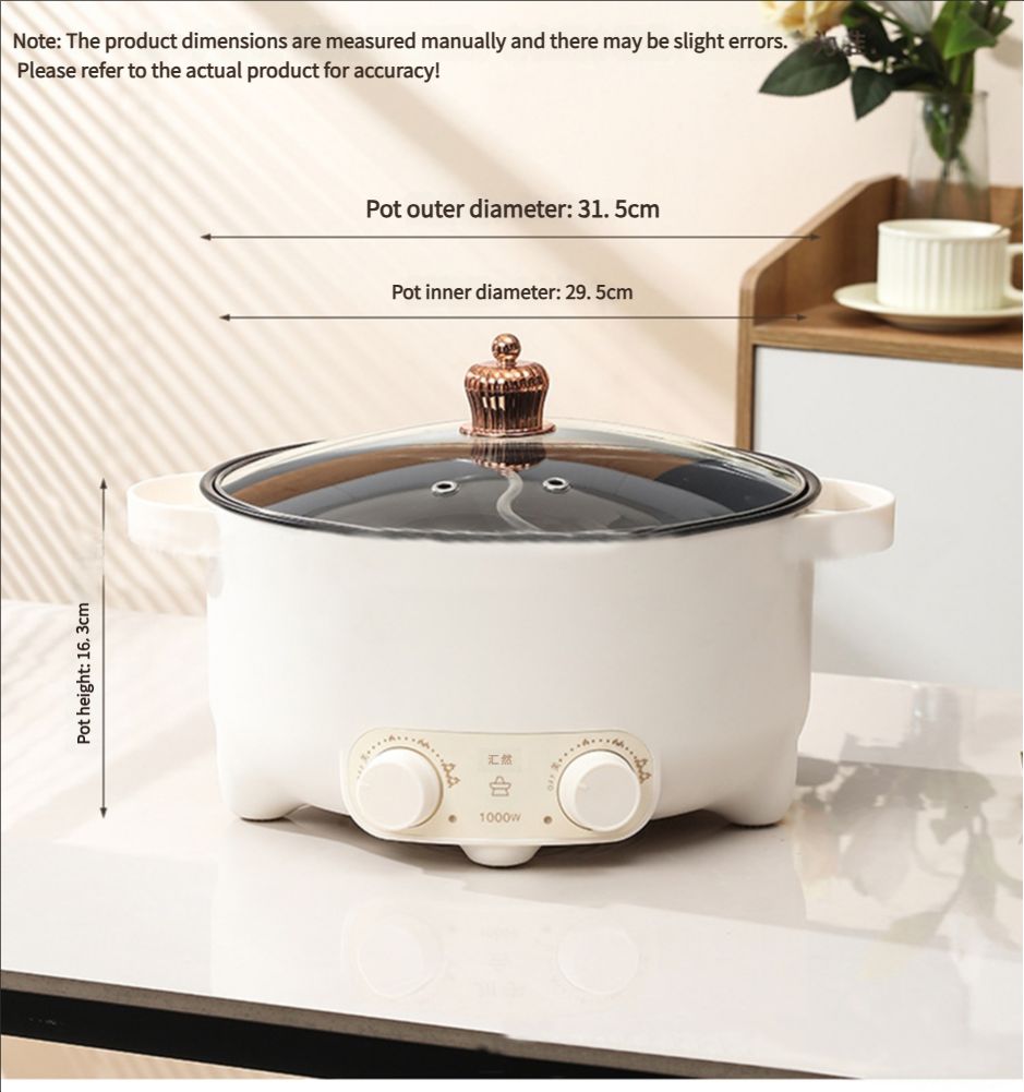 Huiran Dual-purpose multifunctional electric hot pot household multifunctional frying and stir-frying sub-controlled speed boiling electric hot pot non-stick electric cooking pot integrated hot pot 6LElectric cooking pot