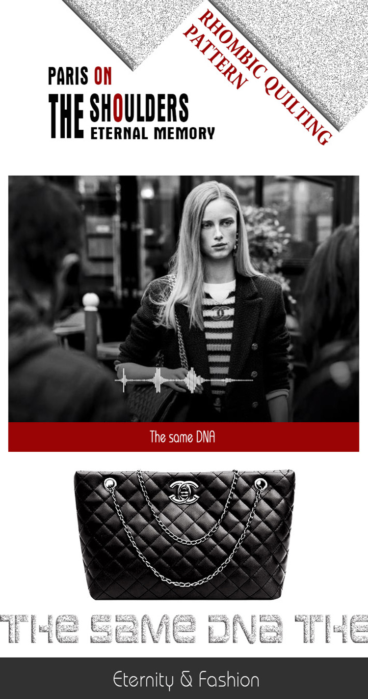 CHG-Ladies bags Tote bags Metal chain women's bags Lady single shoulder bags &amp; Zipper handbag (large zipper bag) (Black / Silver)