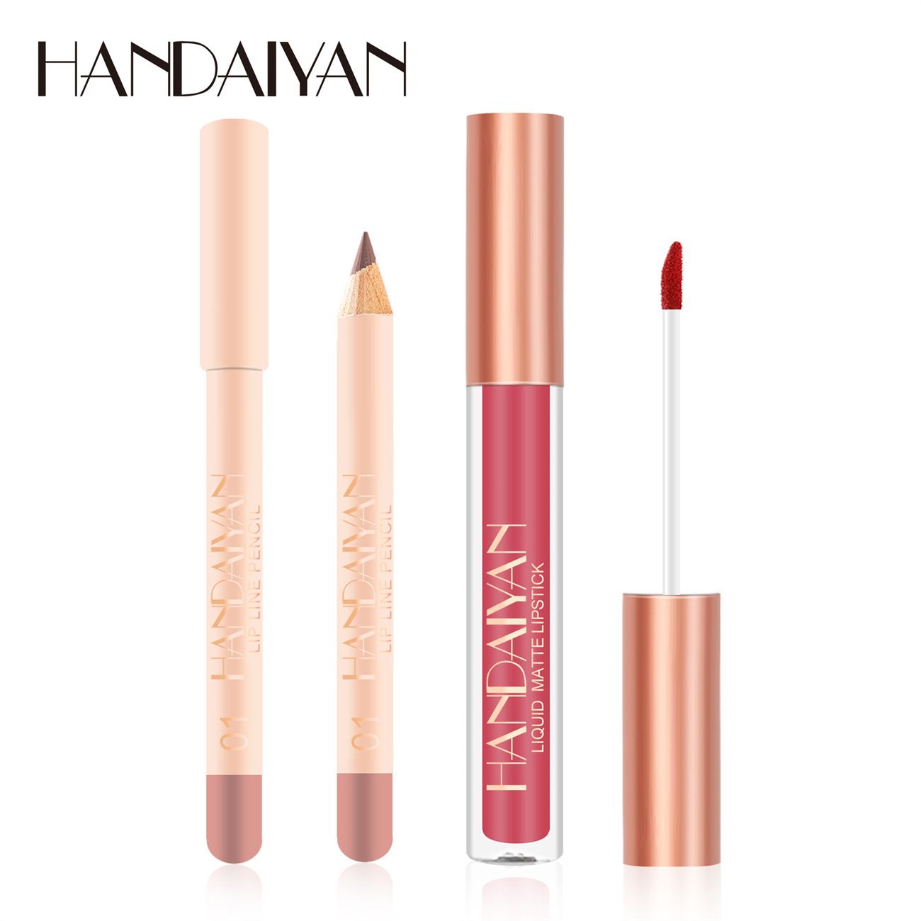 HANDAIYAN Non-stick Cup Lip Gloss Lip Liner Set matte lipstick Velvet Lip Liner H1052