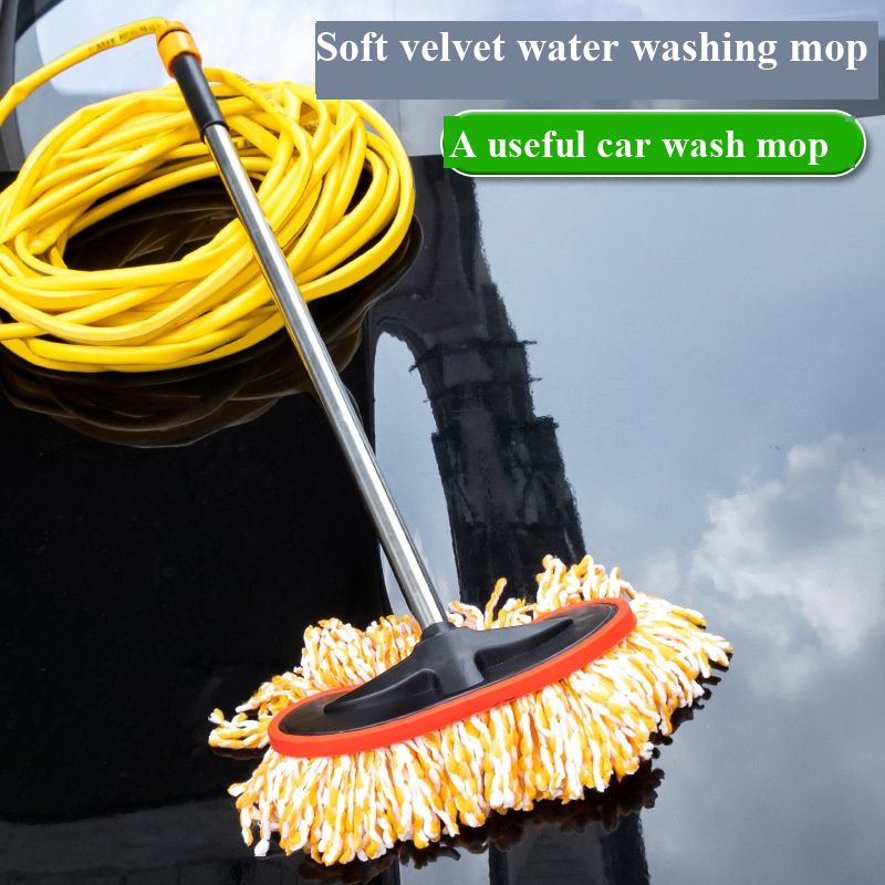 Multifunctional Car Wash Mop with Built-in Water Pipe, High Pressure Spray Water Gun, Soft Bristle No Scratch Vehicle Cleaning Tool for Auto Washing
