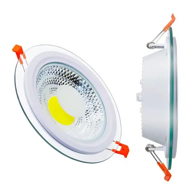 LED Indoor Lighting Recessed Three- color dimming 5w 7w 10w 15w 25w - Glass COB LED Ceiling Downlight - Suitable for Indoor, Residential, and Commercial Buildings - Lamp Body Material: Durable Glass + Die Cast Aluminum
