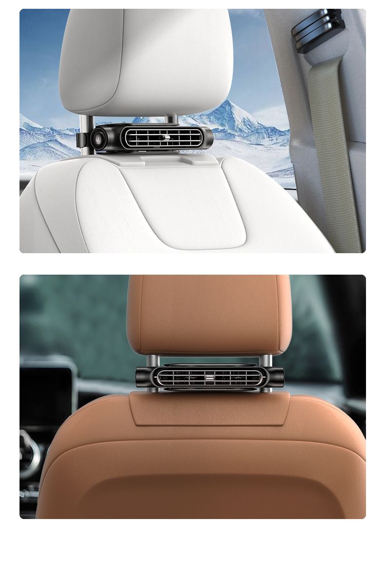 2025 creative new product car seat fan, USB plug-in bladeless rear pillow cooling back seat fan for car.