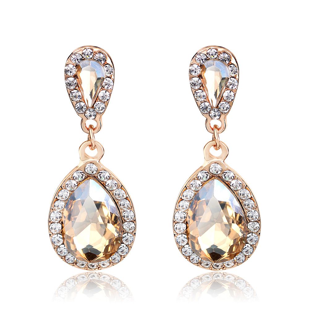 BA003-A Waterdrop Dangle Wedding Birdal Earrings for Brides, Bridesmaids, Crystal Chandelier Dangle Drop Earrings for Women Prom