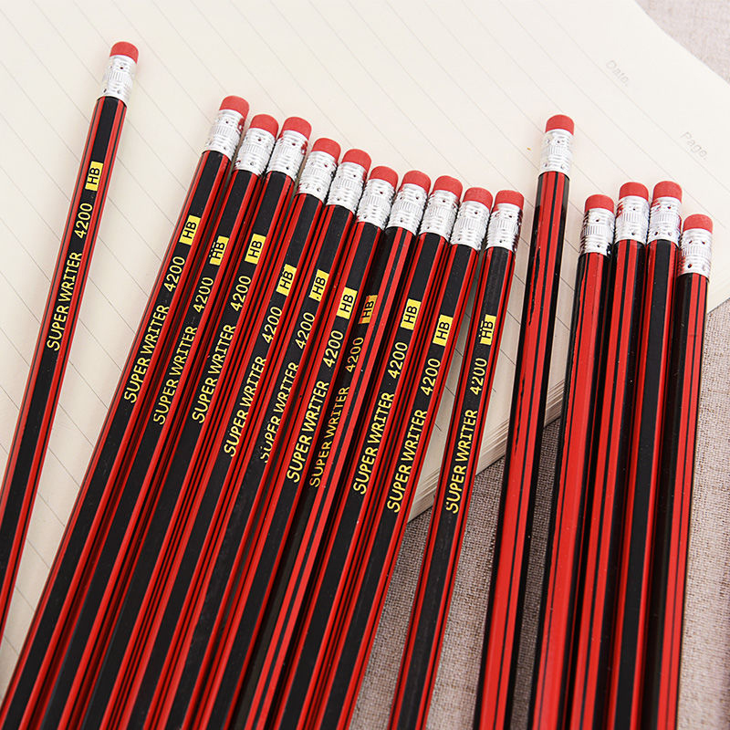 12Pcs Pencil with Eraser Tip, Suitable for Children, Teenagers & Adults, Ideal for Drawing, Writing, Office Desk & General Work Pack of 12 with 1 sharpener