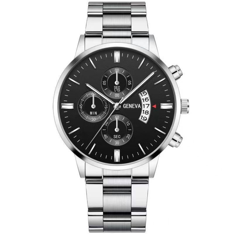 Calendar steel band watch men's large dial quartz watch men's watch foreign trade men's watch