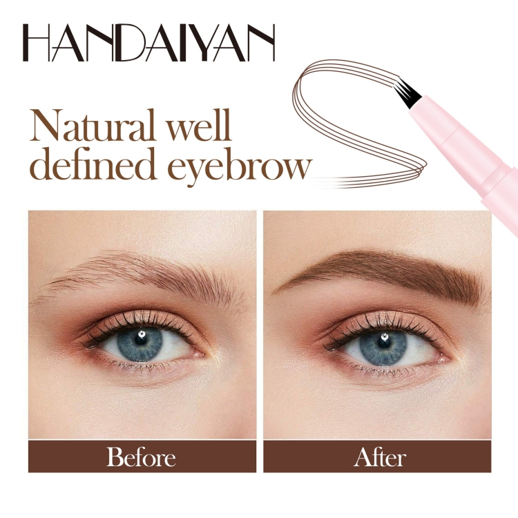 Eyebrow Pencil female New Four pronged liquid Natural eyebrow waterproof sweatproof Durable and non discoloring CRRSHOP women beauty care Eye Makeup black grey brown dark coffee  ladies present 